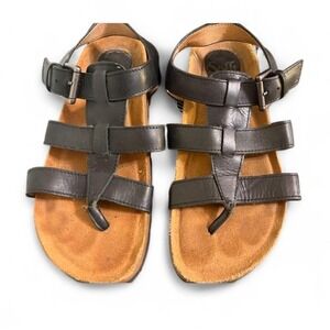 Sofft Black Leather‎ Open Toe Buckle Sandals Size 6.5 Summer Travel Vacation
